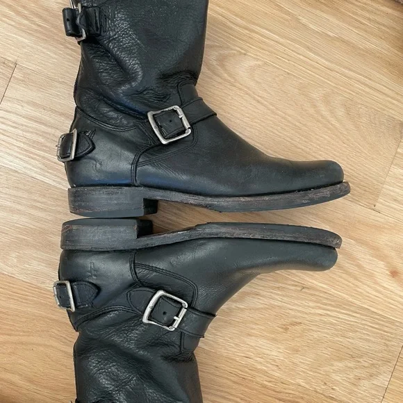 FRYE Veronica VTG BLACK LEATHER Shortie Boots Size 8 - Picture 11 of 16